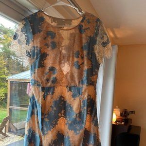 Blue and Peach colored short dress